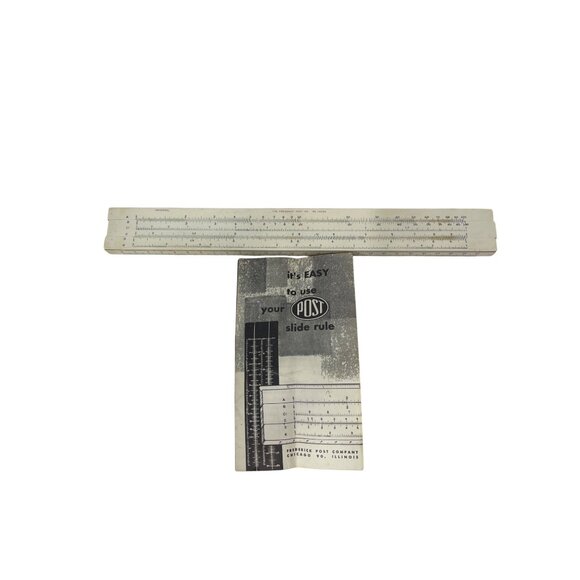 Post Other - Vintage Post Slide Rule With Leather Case & Instructions - Precision Tool Collec